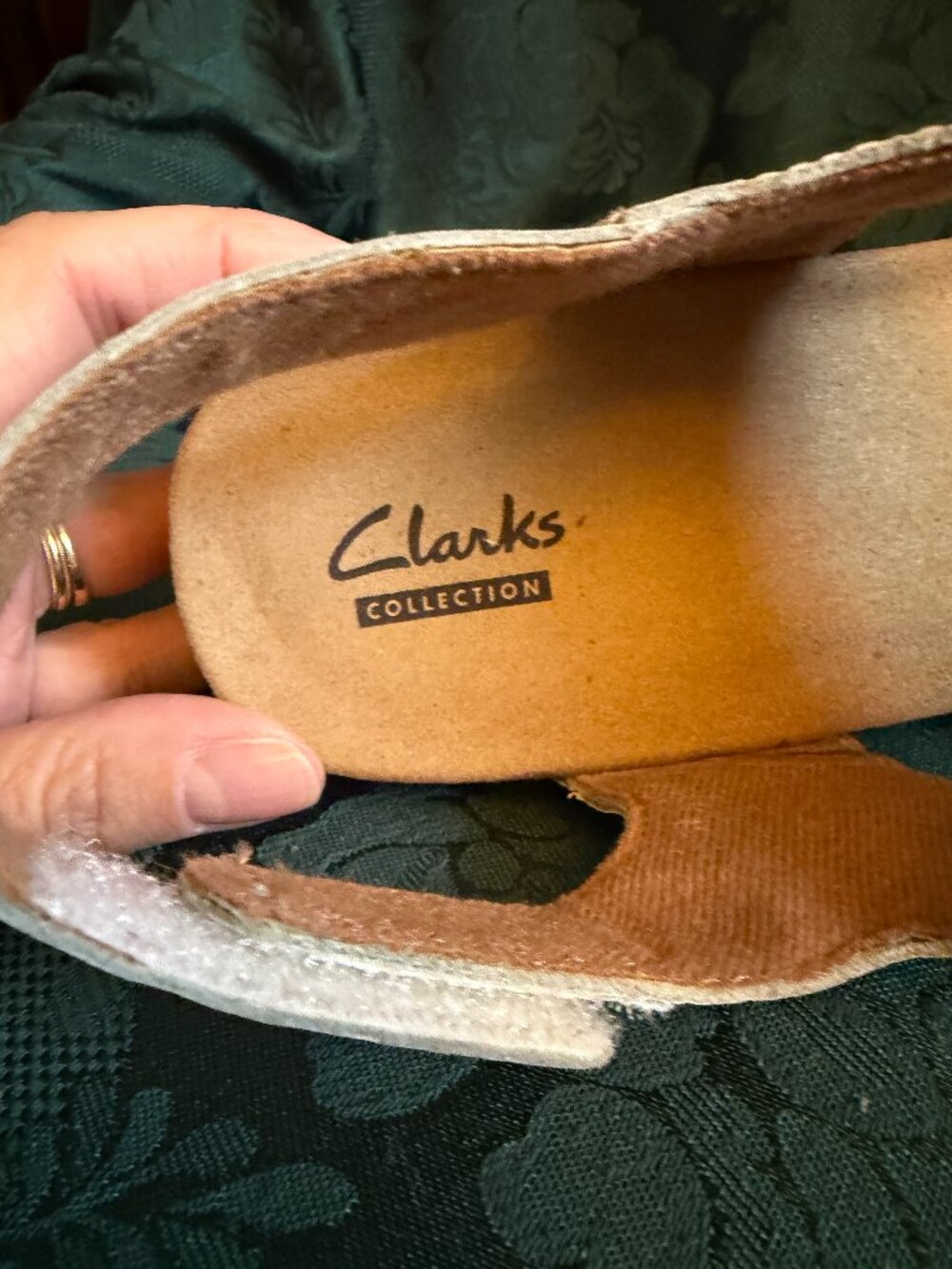 Clarks Collection Women's White Vegan Leather Adjustable Wedge Sandals Sz 7.5 - Picture 4 of 12